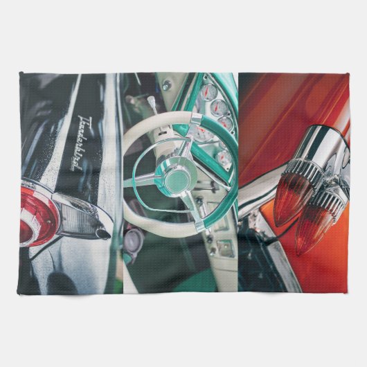 Retro Stijl Oude Auto's Keukenhanddoek (Horizontaal)