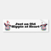 Retro stijl oude hippie in hart dansen flamingo bumpersticker (Voorkant)