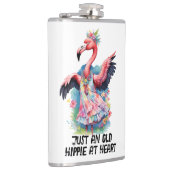 Retro Stijl Ouwe Hippie van Hart Dansende Flamingo Heupfles (Rechts)