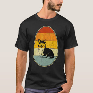 Retro stijl Paasei Grafisch Pasen Corgi D T-shirt