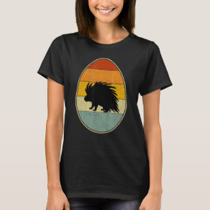 Retro stijl Paasei Graphic Paasdag Porcupi T-shirt