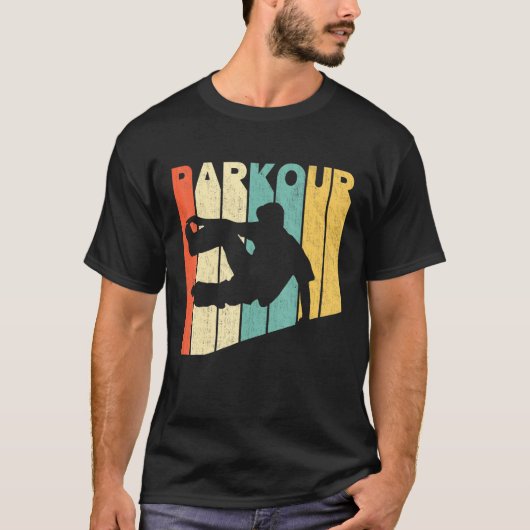 retro stijl parkour silhouet t-shirt (Voorkant)