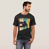retro stijl parkour silhouet t-shirt (Voorkant volledig)