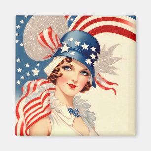 Retro stijl patriottische Flapper USA magneet