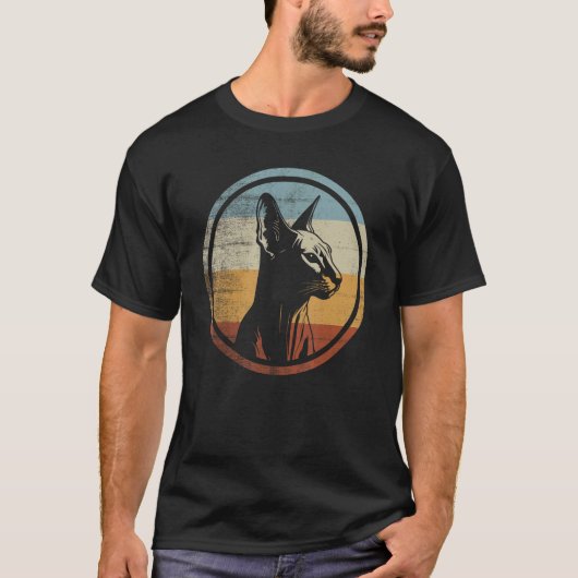 Retro stijl Peterbald kat T-shirt (Voorkant)