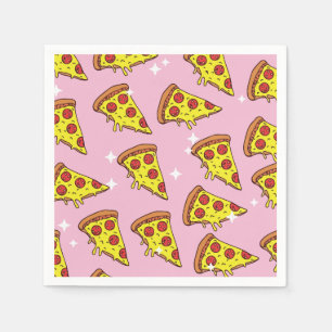 Retro stijl pizza plakken naadloos patroon servet