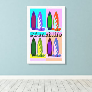 Retro stijl Pop Art SurfBoards #Beachlife Canvas Afdruk