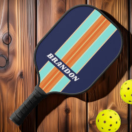 Retro stijl rallystrepen met naam pickleball paddle