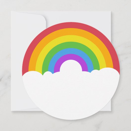 Retro stijl regenboog en wolken ronde partij kaart (Achterkant)