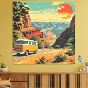 Retro-stijl reizen verpakt Canvas National Park Afdruk