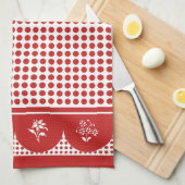 Retro stijl Rode polka dot scallop Theedoek (Quarter Fold)