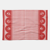 Retro stijl Rode polka dot scallop Theedoek (Horizontaal)