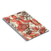 Retro stijl rode rozen patroon notitieboek (Rechterzijde)