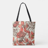 Retro stijl rode rozen patroon tote bag (Achterkant)