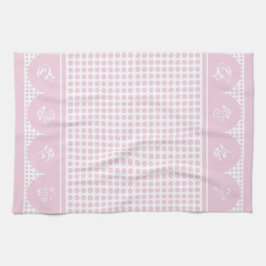 Retro stijl Roze polka dot scallop Theedoek