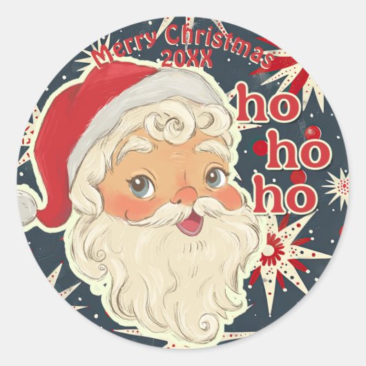 Retro  stijl Santa Envelope Seal Sticker (Voorkant)