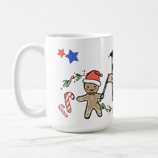 Retro stijl Schattige kerstmonogram B met naam Koffiemok (Links)