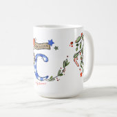 Retro stijl Schattige kerstmonogram C met naam Koffiemok (Voorkant rechts)