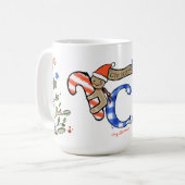 Retro stijl Schattige kerstmonogram C met naam Koffiemok (Voorkant links)