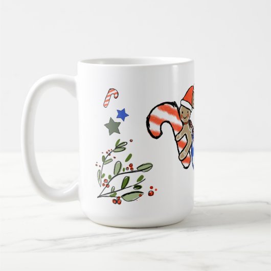 Retro stijl Schattige kerstmonogram C met naam Koffiemok (Links)