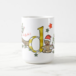Retro stijl Schattige kerstmonogram D met naam Koffiemok