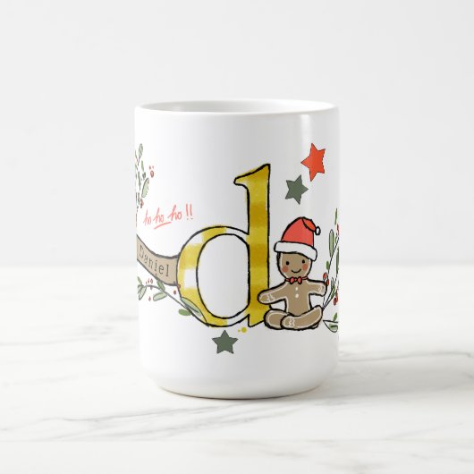 Retro stijl Schattige kerstmonogram D met naam Koffiemok (Center)