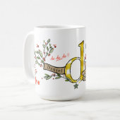 Retro stijl Schattige kerstmonogram D met naam Koffiemok (Voorkant links)