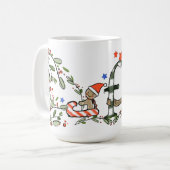Retro stijl Schattige kerstmonogram F met naam Koffiemok (Voorkant links)