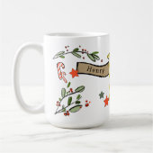 Retro stijl Schattige kerstmonogram H met naam Koffiemok (Links)
