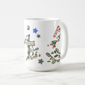 Retro stijl Schattige kerstmonogram J met naam Koffiemok (Voorkant rechts)