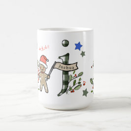 Retro stijl Schattige kerstmonogram J met naam Koffiemok