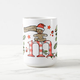 Retro stijl Schattige kerstmonogram M met naam Koffiemok