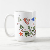 Retro stijl Schattige kerstmonogram P met naam Koffiemok (Links)
