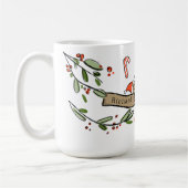 Retro stijl Schattige kerstmonogram R met naam Koffiemok (Links)