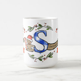 Retro stijl Schattige kerstmonogram S met naam Koffiemok