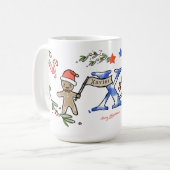 Retro stijl Schattige kerstmonogram X met naam Koffiemok (Voorkant links)