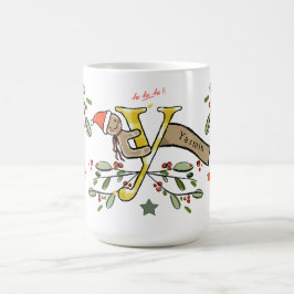 Retro stijl Schattige kerstmonogram Y met naam Koffiemok