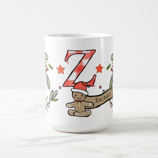 Retro stijl Schattige kerstmonogram Z met naam Koffiemok (Center)