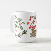 Retro stijl Schattige kerstmonogram Z met naam Koffiemok (Voorkant links)