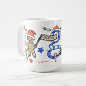 Retro stijl Schattigee kerst monogram G met naam Koffiemok (Voorkant links)