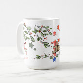 Retro stijl Schattigee kerst monogram I met naam Koffiemok (Voorkant links)