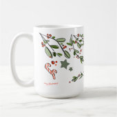 Retro stijl Schattigee kerst monogram I met naam Koffiemok (Links)