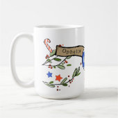 Retro stijl Schattigee kerst monogram O met naam Koffiemok (Links)
