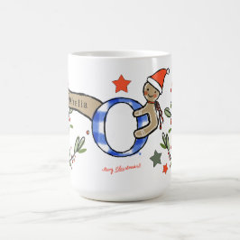 Retro stijl Schattigee kerst monogram O met naam Koffiemok