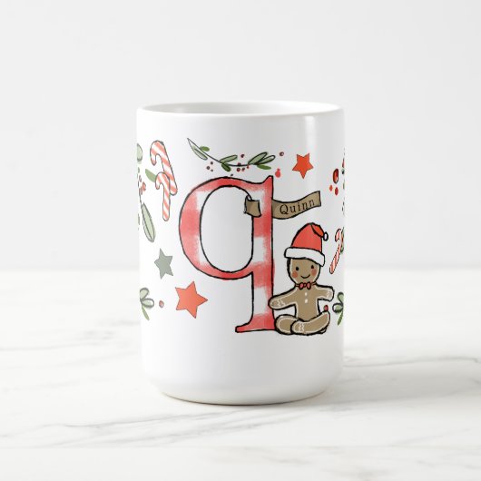 Retro stijl Schattigee kerst monogram Q met naam Koffiemok (Center)