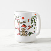 Retro stijl Schattigee kerst monogram Q met naam Koffiemok (Voorkant rechts)