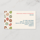 Retro stijl Schattigee kleurrijke donut patroon ba Visitekaartje (Achterkant)