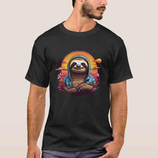 Retro stijl Schattigee luiaard T-shirt (Voorkant)