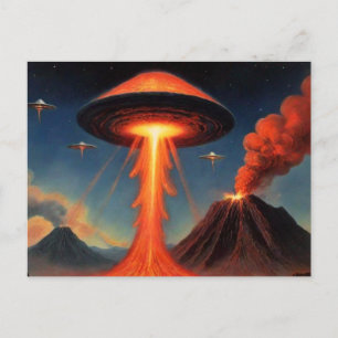 Retro stijl sciencefiction-ruimteschip-ansichtkaar briefkaart