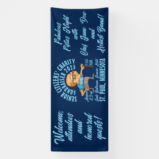 Retro-stijl senioren liefdadigheid spandoek (Verticaal)